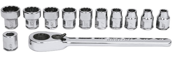 1/4" Extra flache 72-Zahn-Ratsche mit Steckschlüsselsatz