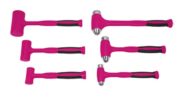 Rückschlagfreies Kunststoff-Hammerset mit ergonomischem Griff, 6-teilig, Electric Pink - HBFEBD106EP - Snap-on Werkzeug