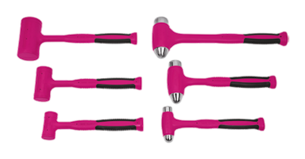 Rückschlagfreies Kunststoff-Hammerset mit ergonomischem Griff, 6-teilig, Electric Pink - HBFEBD106EP - Snap-on Werkzeug