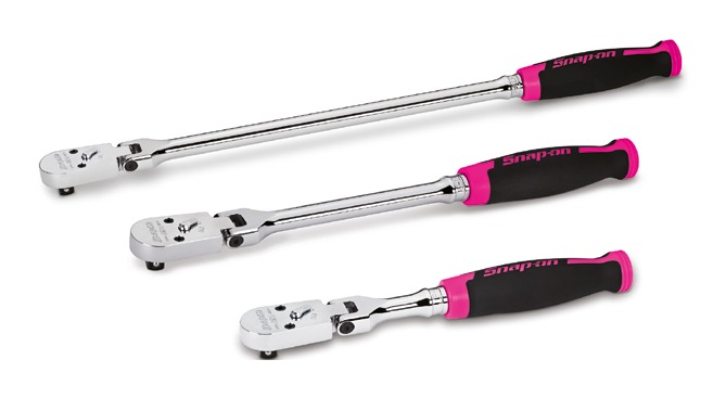 3/8" Cynergy Ratschen-Satz mit flexiblem Kopf, 3-teilig, Electric Pink - RAT3FHFEP